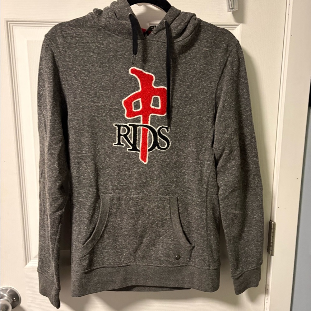 Cozy Gray Hoodie with Red Accent